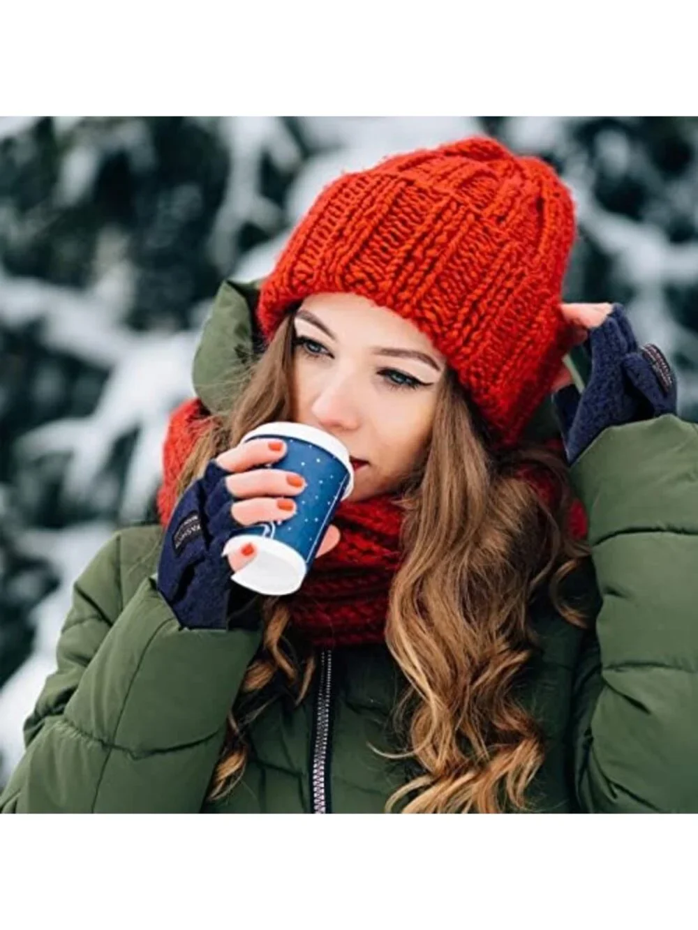 Cozy Fingerless Gloves for Women - Warm Convertible Knitted Mittens for Winter